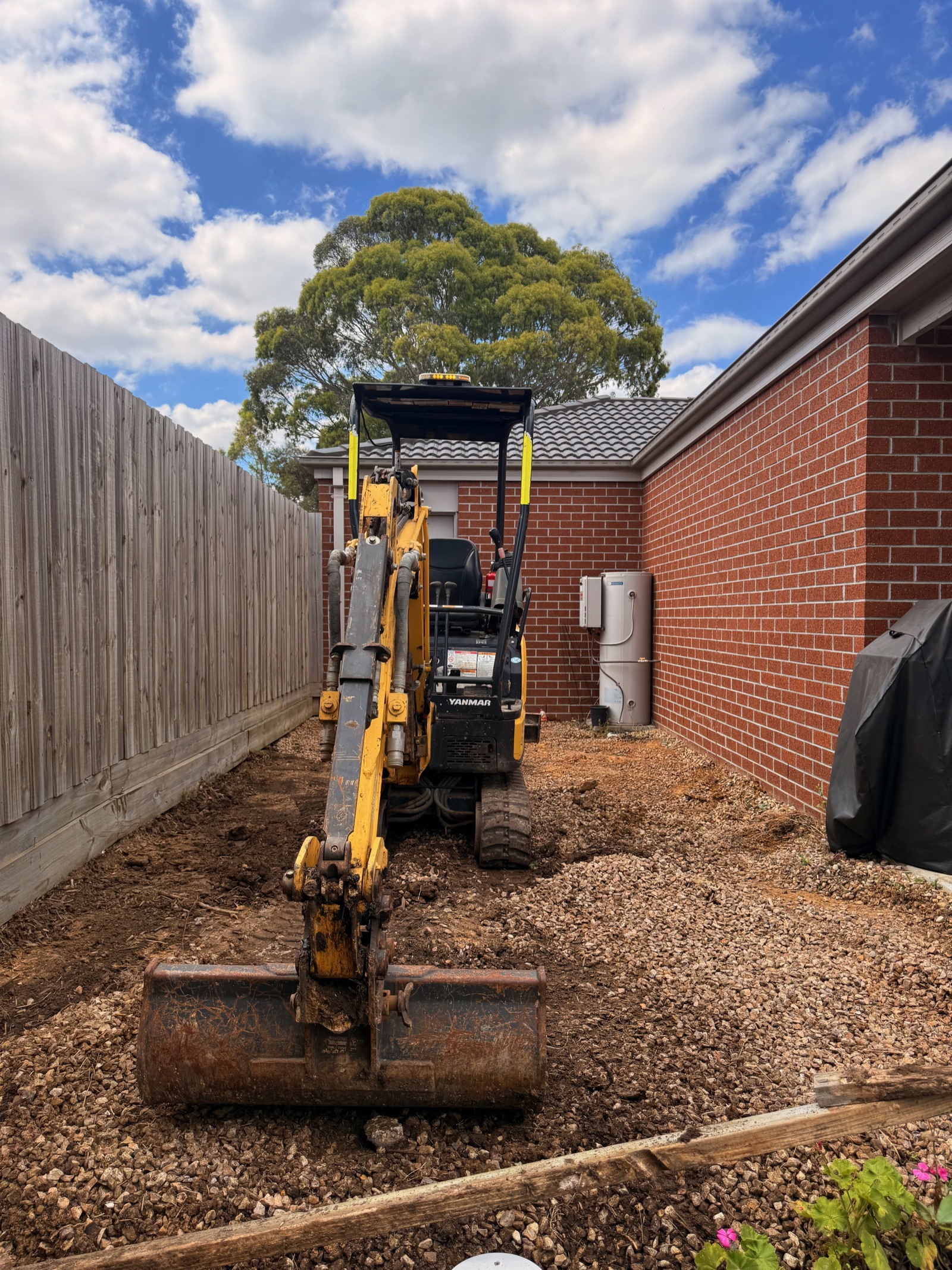 Excavation and ground preparation in a side access